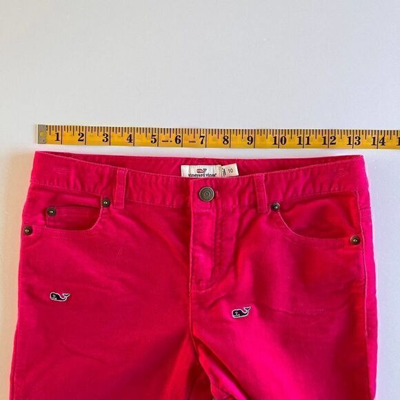 NWOT Vineyard Vines Hot Pink Velvet Pants with Navy Embroidered Whales Size 10 - Picture 9 of 10